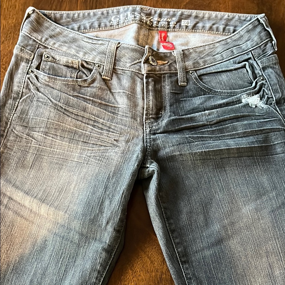 Guess Women's Starlet Slim Boot Cut Jeans Sz 28 Grey/Black